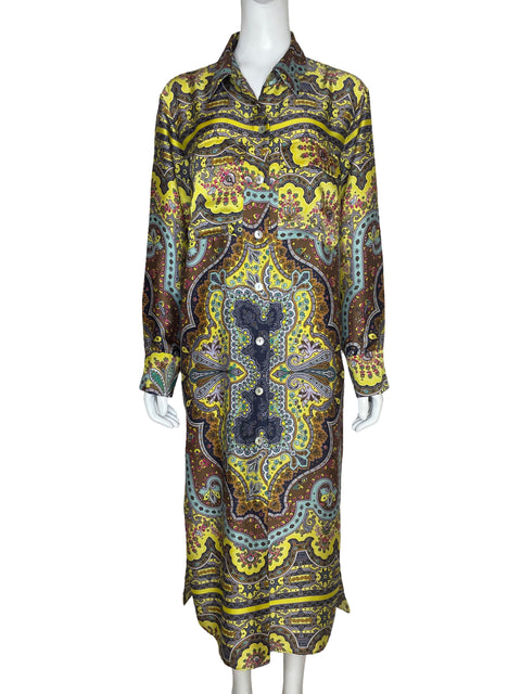 Vestido Zara Camisero Amarillo - Talla L