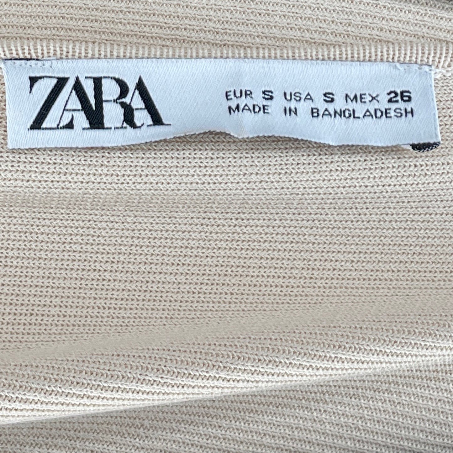 Blusa Zara Manga Larga Beige-Talla S