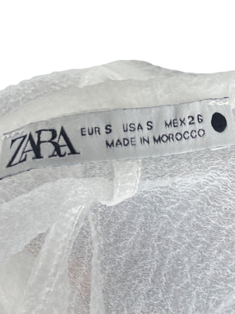 Top Zara Slit Transparente Blanco - Talla S