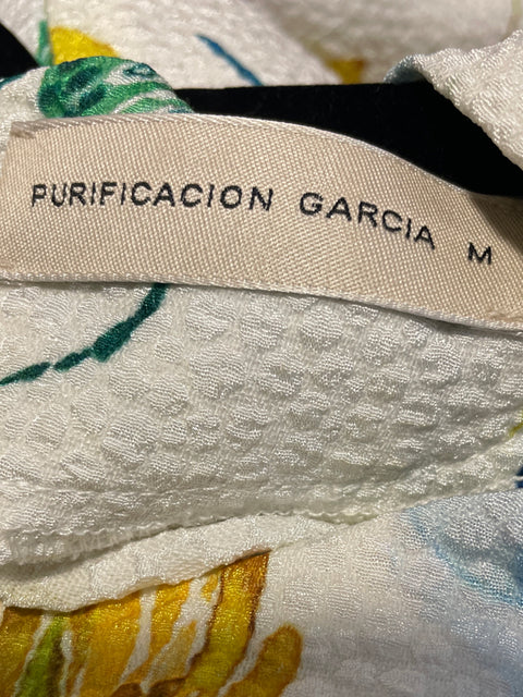 Blusa Purificacion Garcia Floral Verde- Talla M