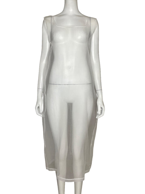 Top Zara Slit Transparente Blanco - Talla S
