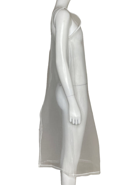 Top Zara Slit Transparente Blanco - Talla S