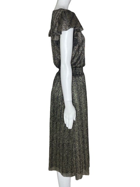 Vestido Vince Camuto Cuello V Dorado- Talla M