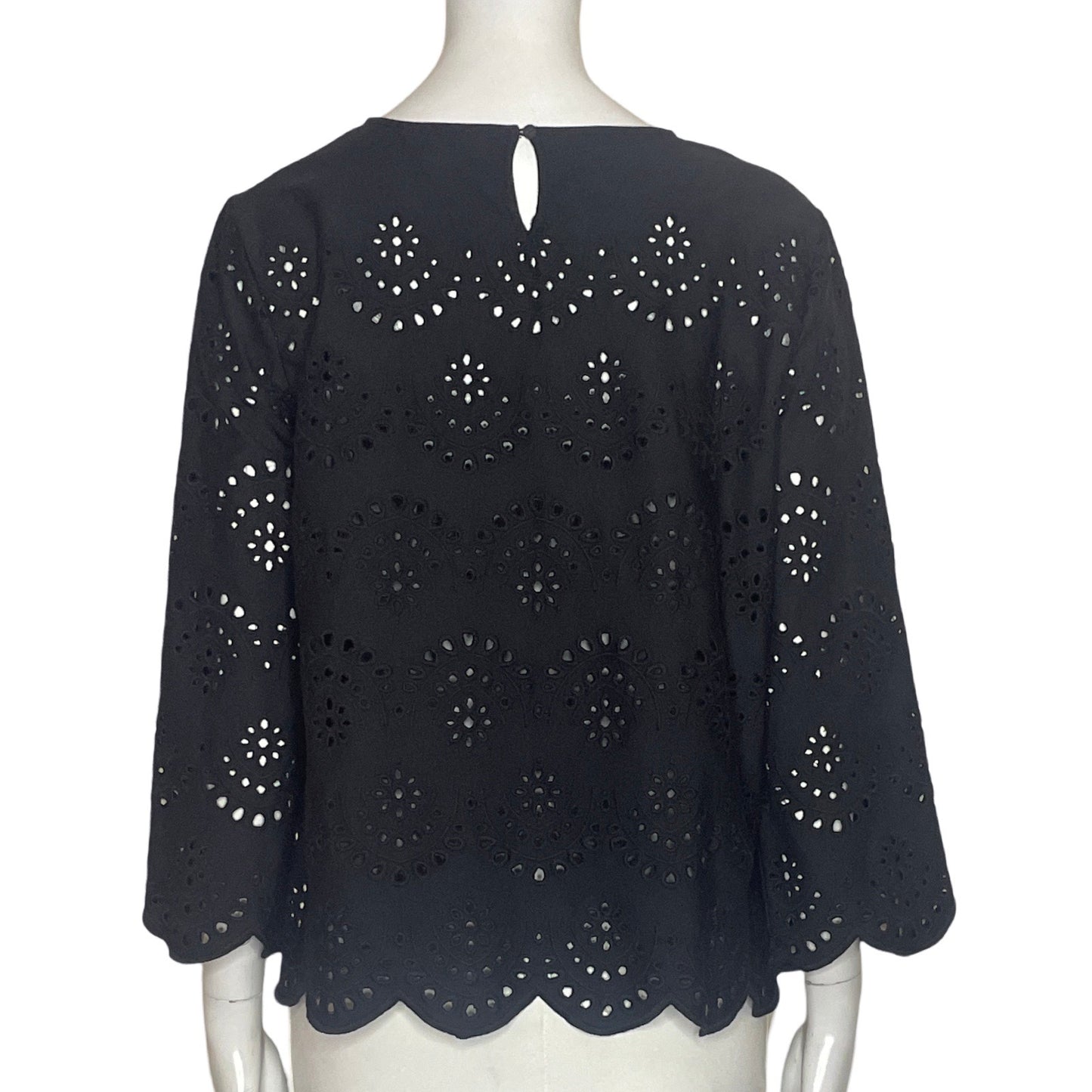 Blusa Massimo Dutti Bordado Flores Negro-Talla M