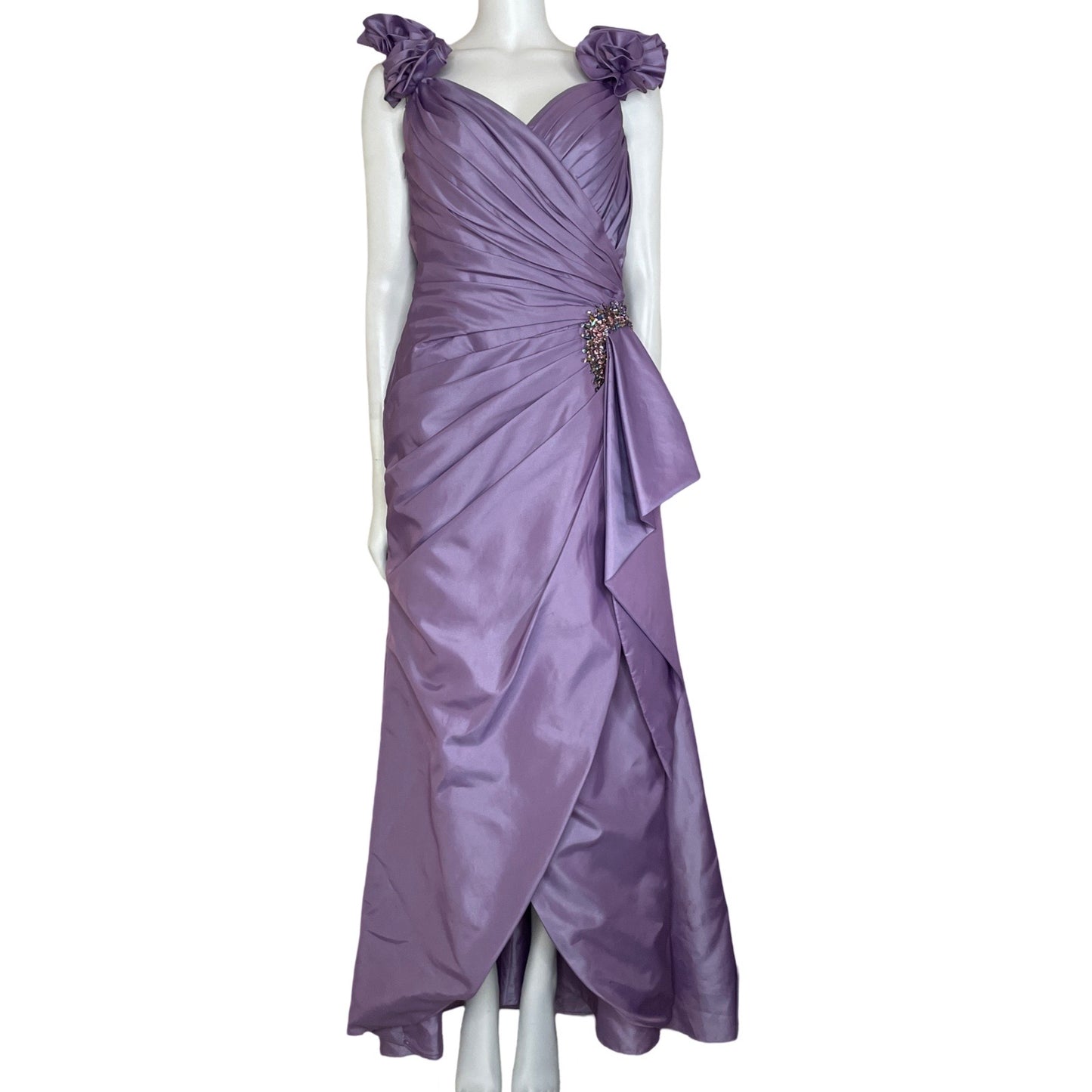 Vestido Ysa Makino Plizado Pedrería Morado-Talla U