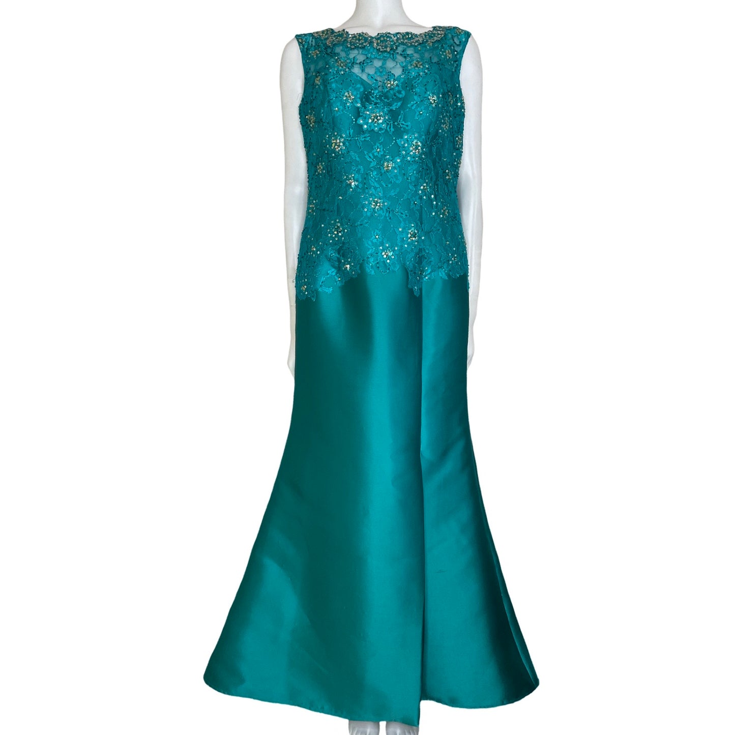 Vestido Feriani Couture Lentejuelas Sin Mangas 
Verde-Talla 14