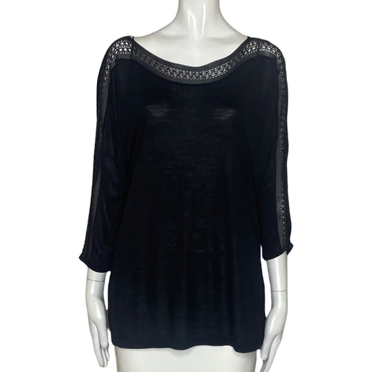 Blusa Massimo Dutti Cuello Mangas Encaje 
Negro-Talla L