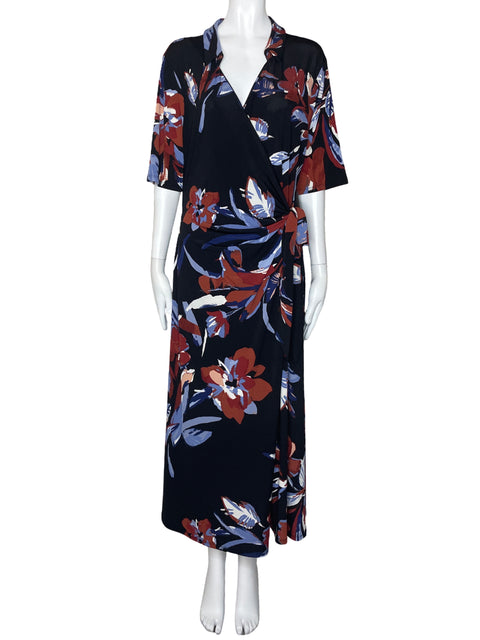 Vestido 1. State Cruzado Estampado Negro-Talla XL