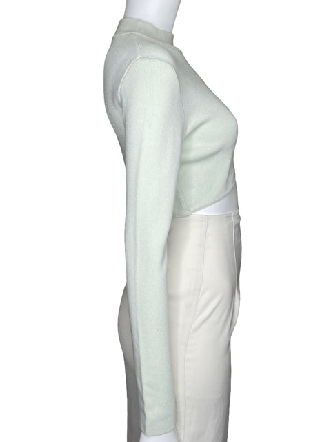 Sueter Zara Acanalado Crop Verde-Talla M