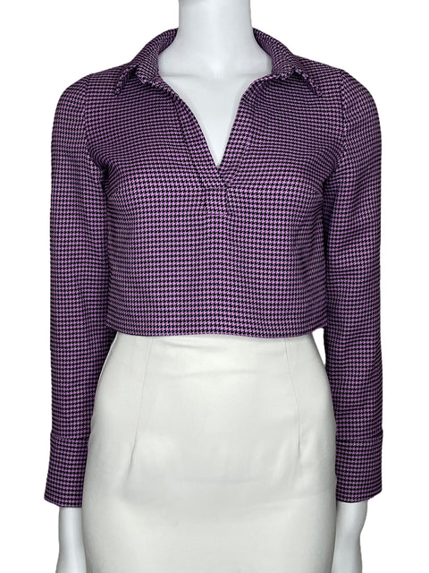 Top Zara Cuello de Solapa Morado-Talla S