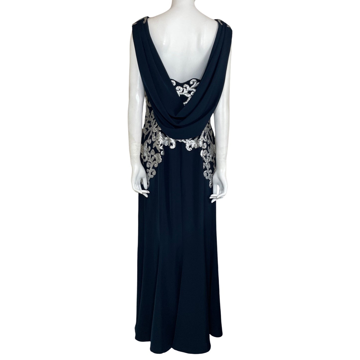 Vestido Tadashi Shoji Lentejuelas Sin Mangas Azul-
Talla 12