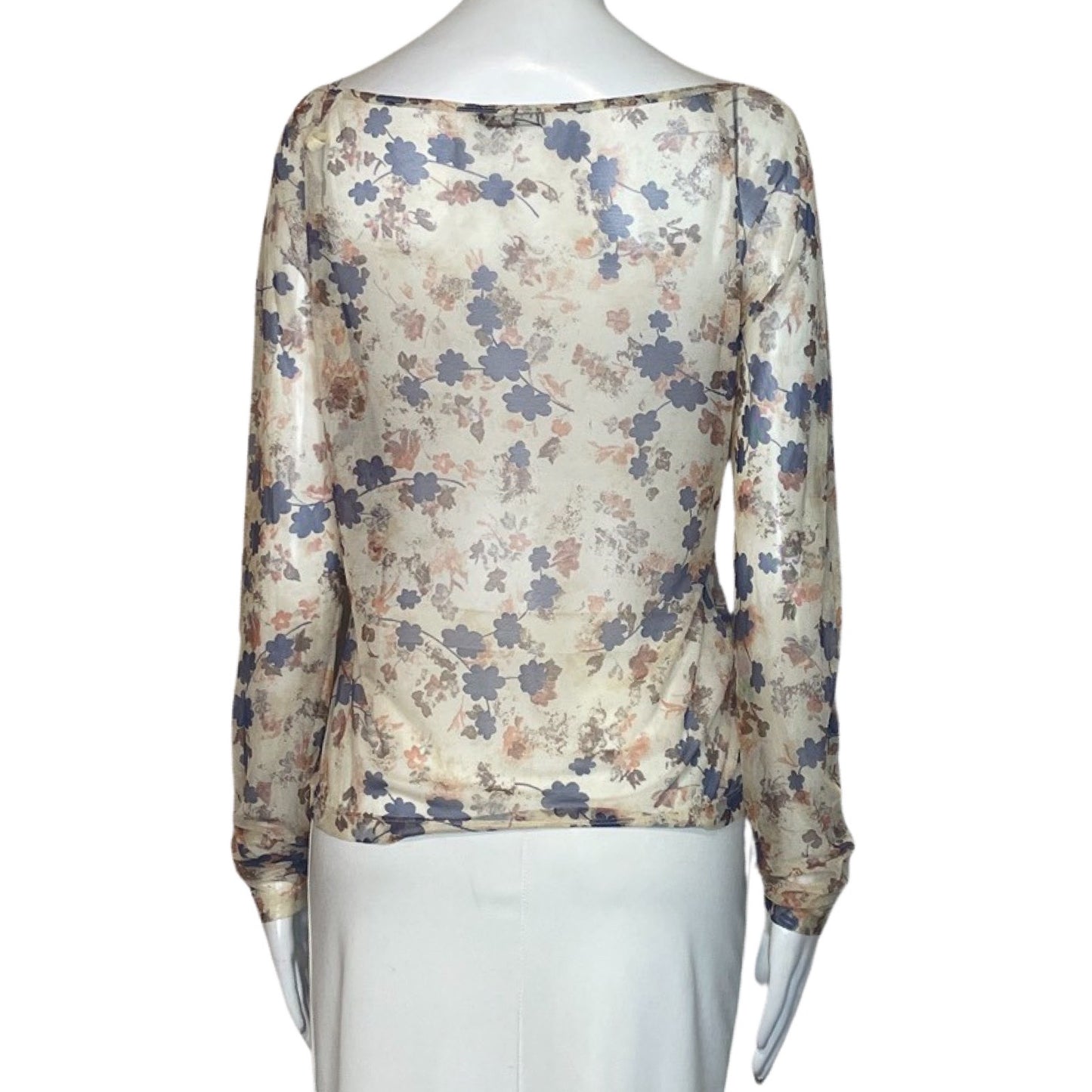 Blusa Sisley Flores Transparente Beige-Talla M