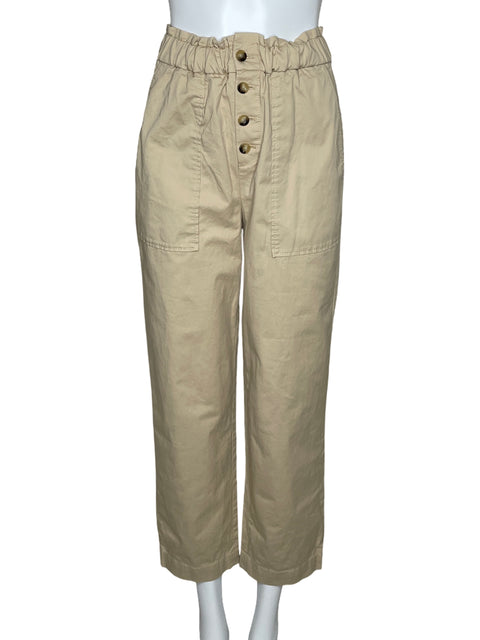 Pantalón Massimo Dutti Paper Bag Beige-Talla 6