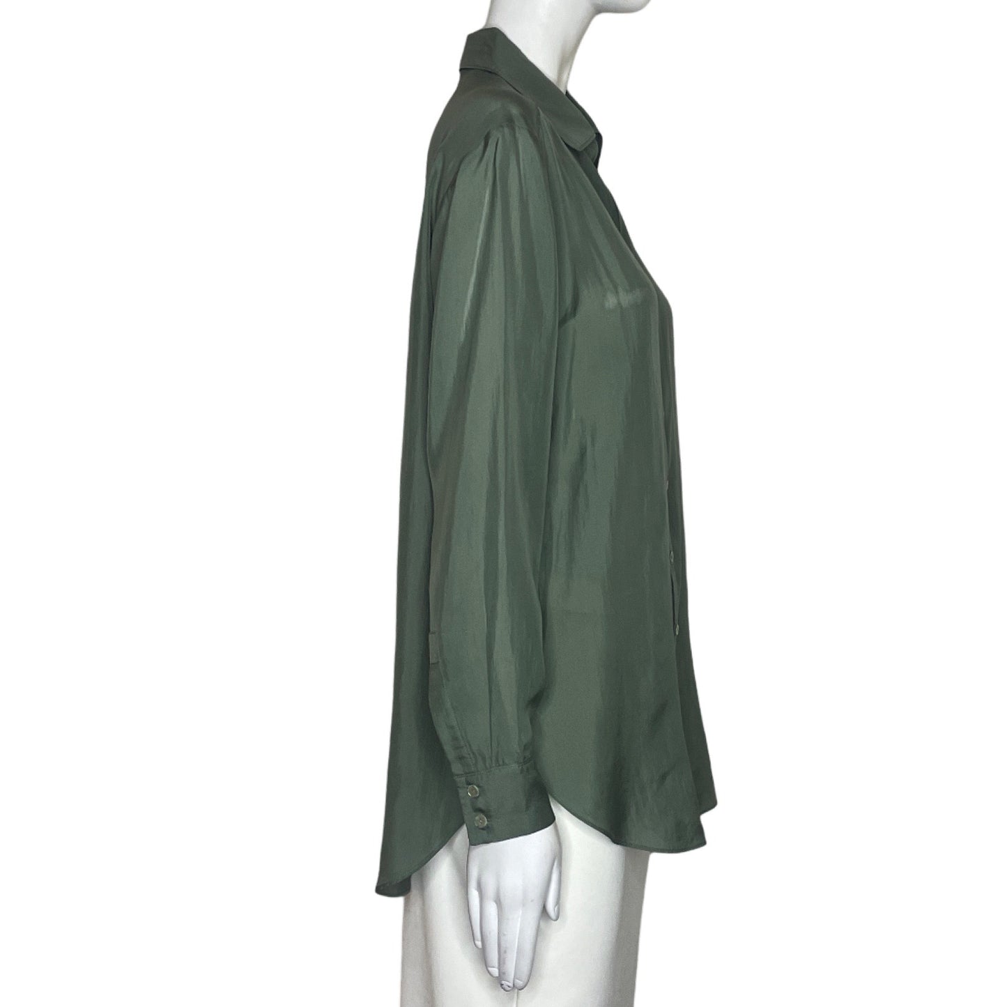 Blusa Massimo Dutti Satinada Verde-Talla XS