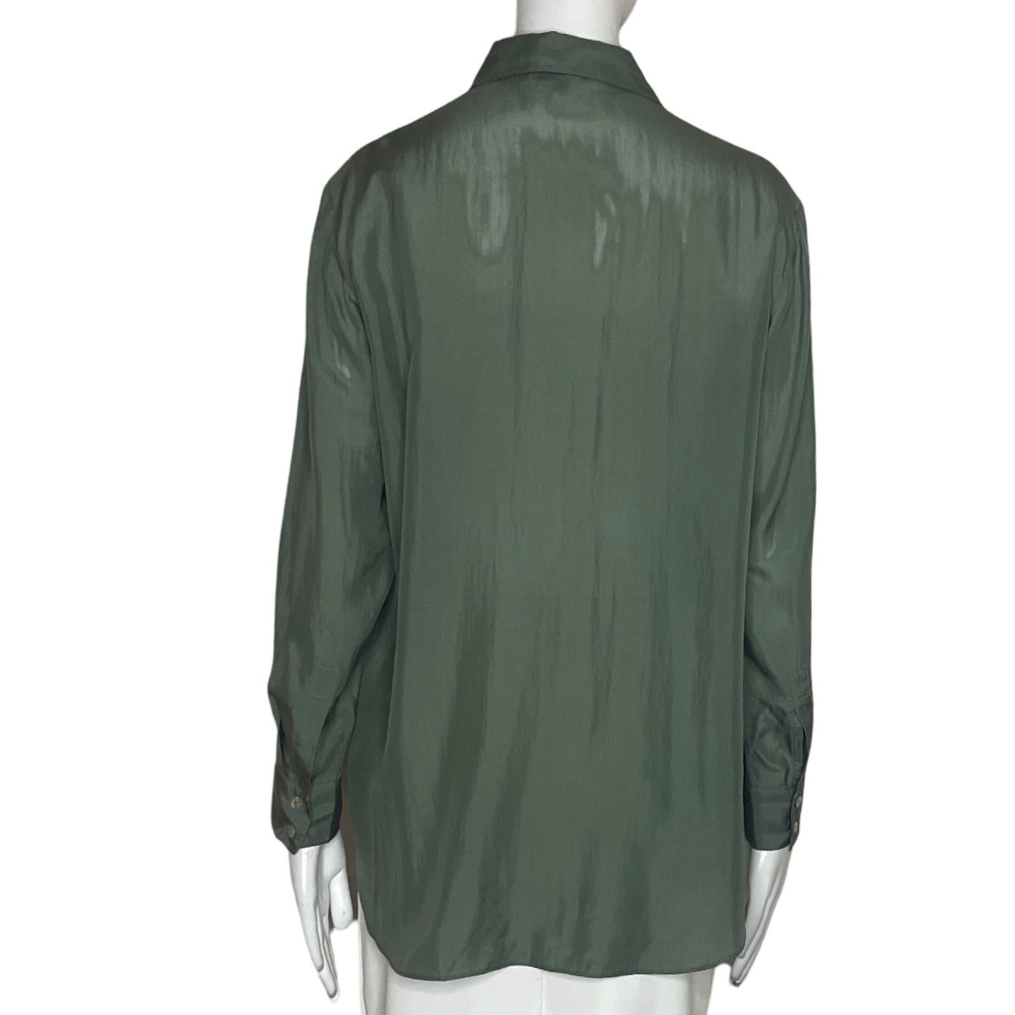 Blusa Massimo Dutti Satinada Verde-Talla XS