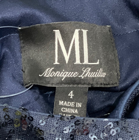 Vestido Monique Lhuillier Lentejuela Azul-Talla 4
