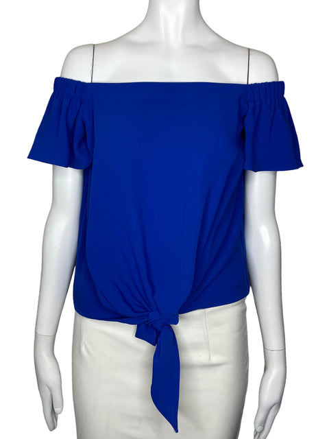 Blusa Amanda Uprichard Off Shoulder Azul-Talla M