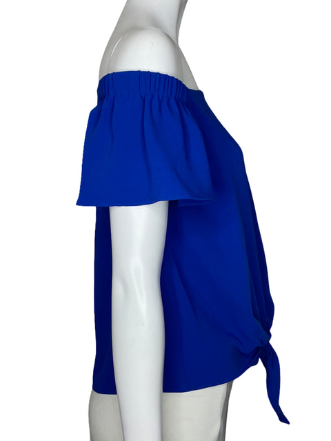 Blusa Amanda Uprichard Off Shoulder Azul-Talla M