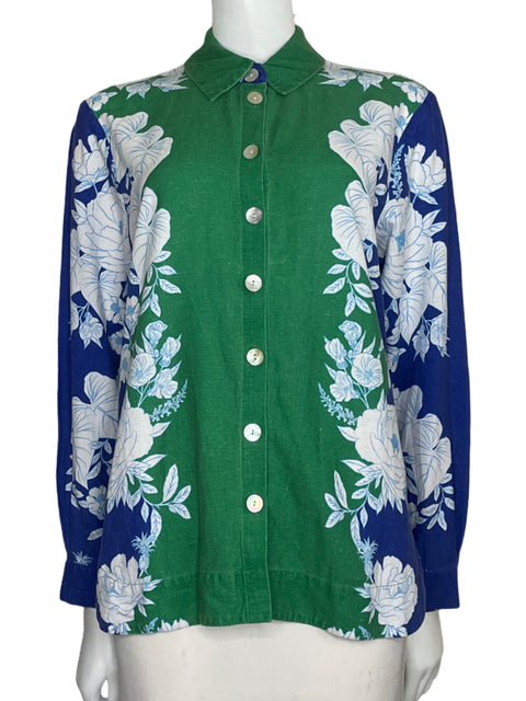 Camisa Farm Tropical Bicolor Verde-Talla M