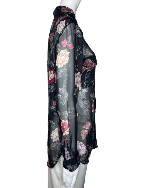 Camisa Equipment Estampado Floral Negro-Talla M
