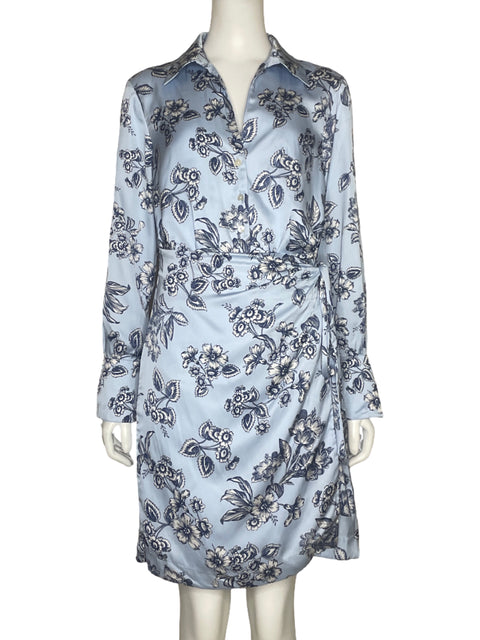 Vestido Ann Taylor Flores Azul - Talla 2