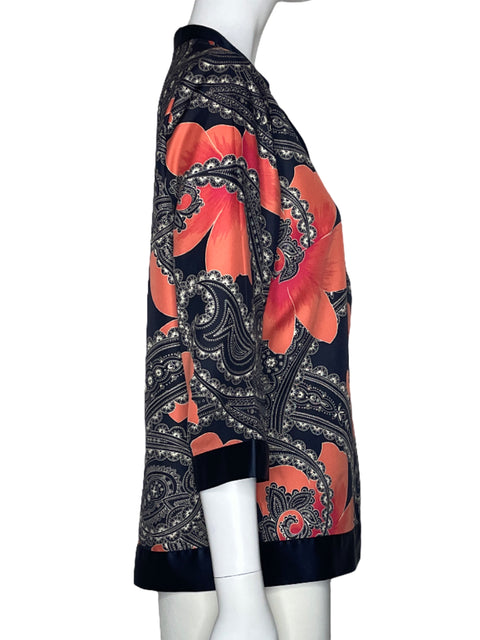 Blusa Ann Taylor Estampado Manga 3/4 Azul-Talla M