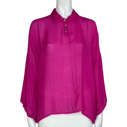 Blusa Kenneth Cole Overzise Fuscia-Talla XS