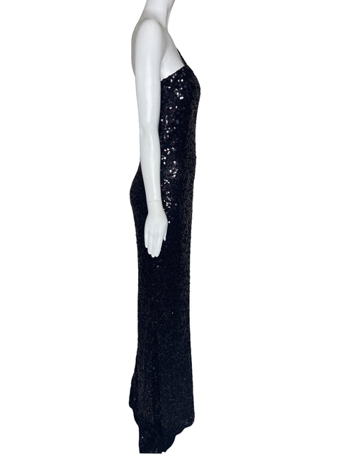Vestido Primavera Lentejuelas One Shoulder Negro-Talla 8