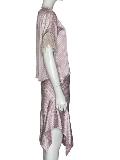 Set OntWelfth Satinado Plumas Rosado-Talla S