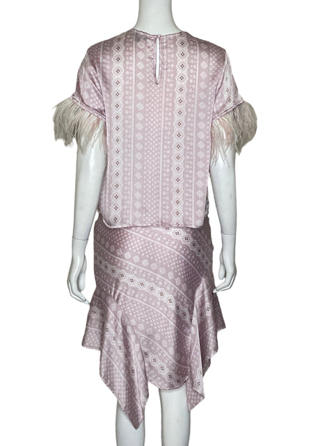 Set OntWelfth Satinado Plumas Rosado-Talla S
