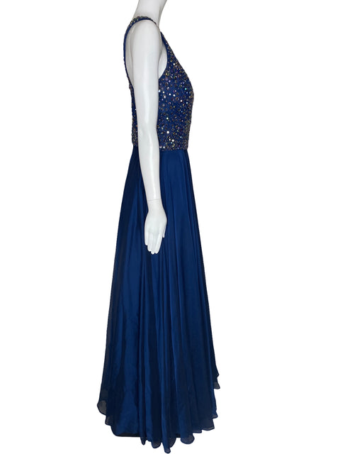 Vestido Sheri Hill Pedreria Azul-Talla 10