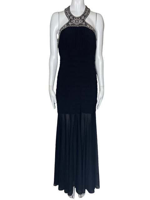 Vestido Xscape Strapless Pedrería Negro-Talla M