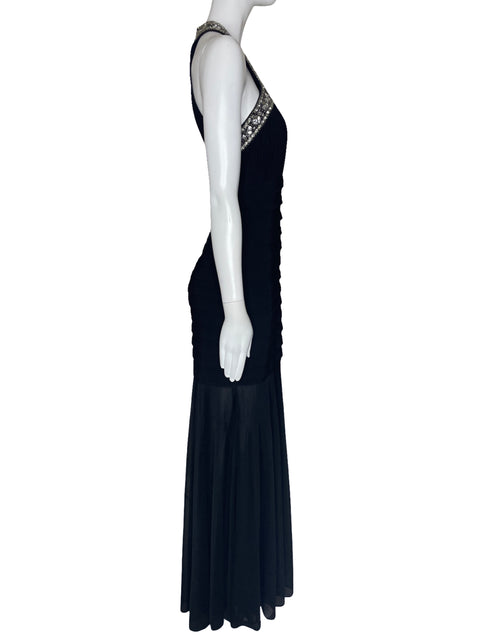 Vestido Xscape Strapless Pedrería Negro-Talla M