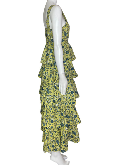 Vestido Sfera Collection Ruchas Estampado Verde- Talla XS