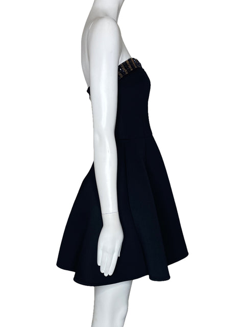 Vestido Xscape Halter Pedreria Negro-Talla 8