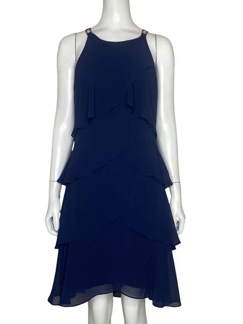 Vestido SLNY Flecos Azul - Talla 10