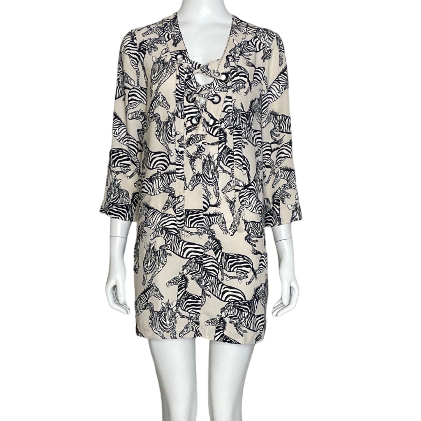 Vestido BCBG Maxazria Cebras Beige-Talla XXS