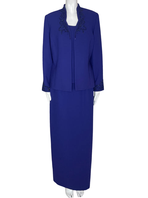 Set Blazer Studio I Falda Larga Azul- Talla 8