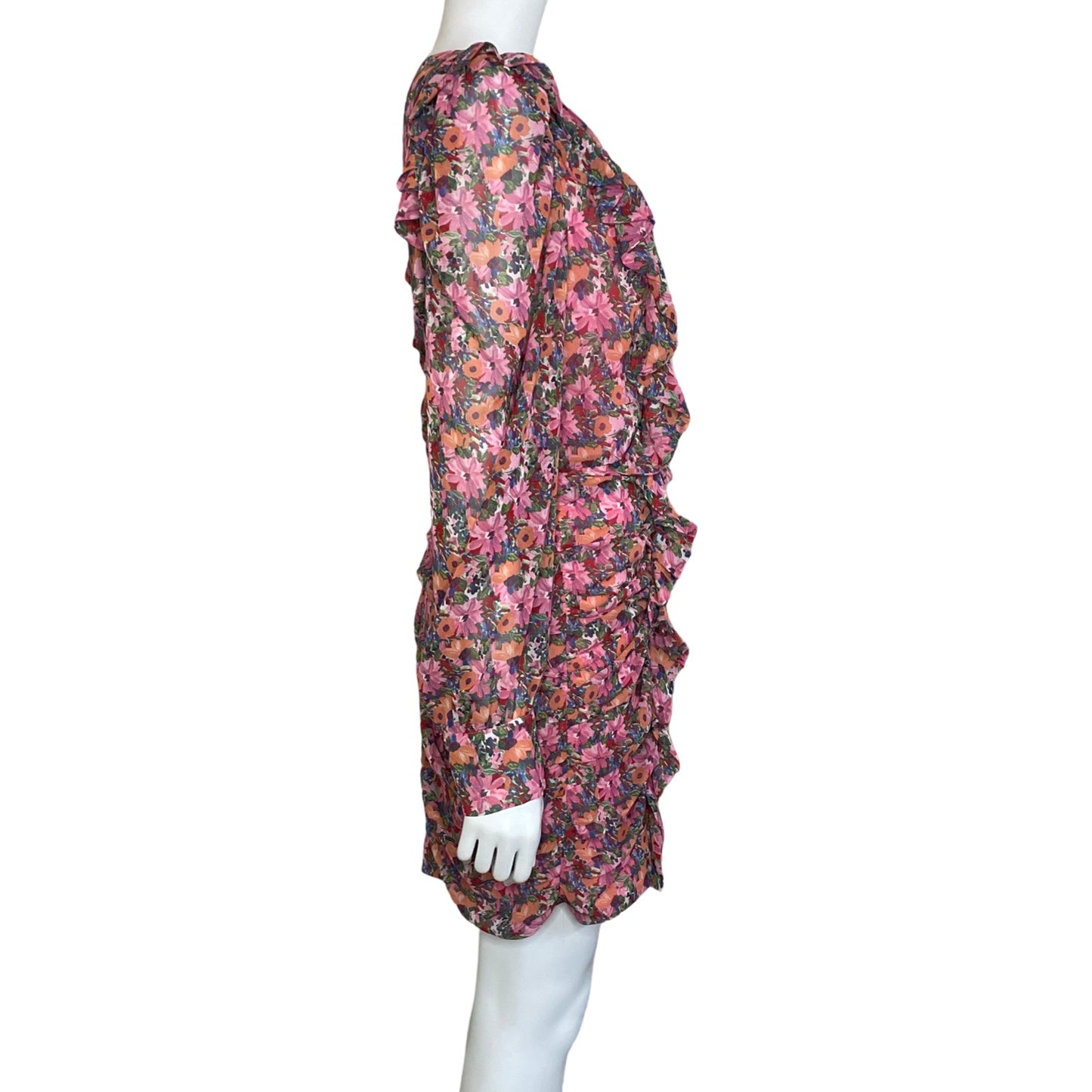 Vestido Zara Floral Vuelos Rosado-Talla L