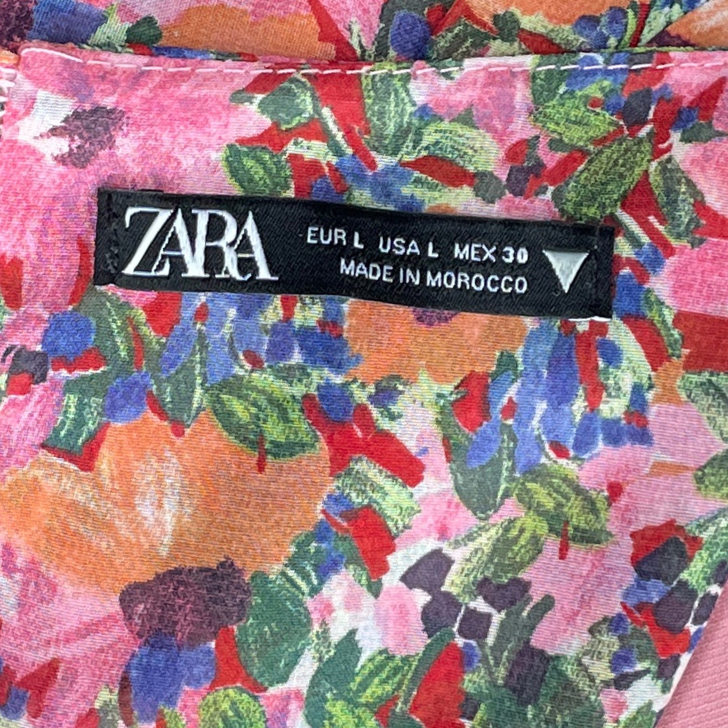 Vestido Zara Floral Vuelos Rosado-Talla L