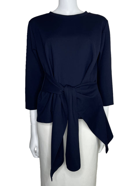 Blusa Gracia Asimétrica Manga Larga Azul-Talla M