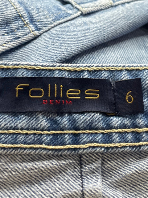 Pantalón Follies Mom Mid Rise Azul-Talla 6