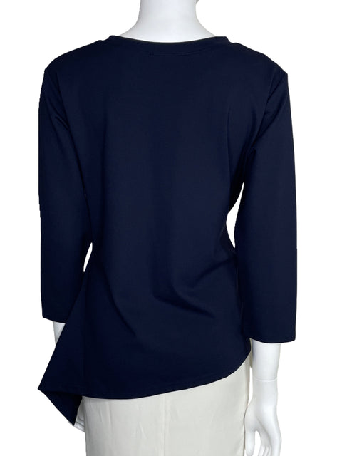 Blusa Gracia Asimétrica Manga Larga Azul-Talla M