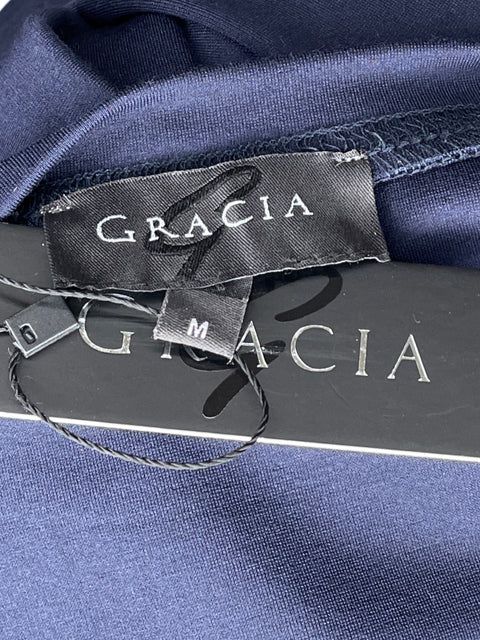 Blusa Gracia Asimétrica Manga Larga Azul-Talla M