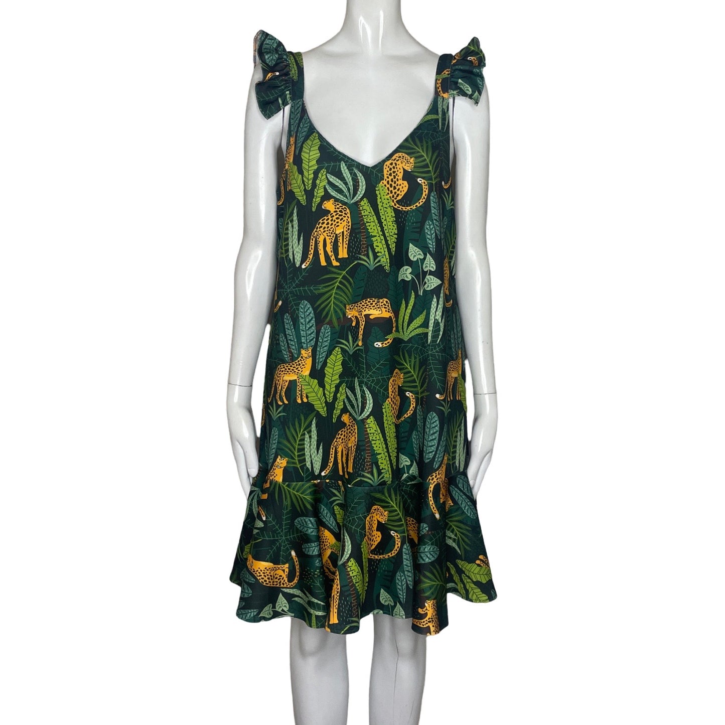 Vestido Michelle Forero Tigres Verde-Talla M