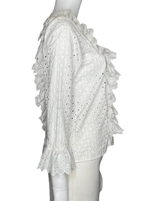 Blusa Especia Encaje Vuelos Blanco-Talla 8