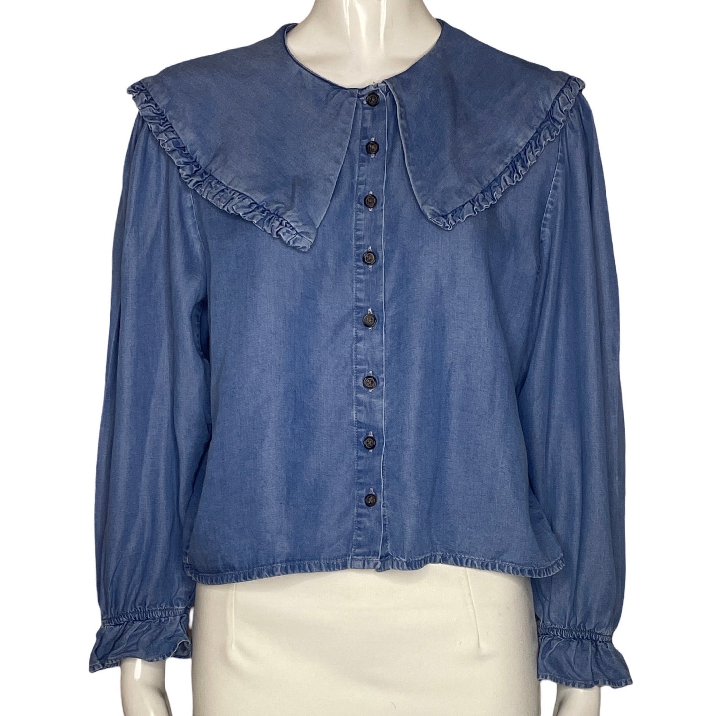 Blusa Zara Jeans Azul-Talla M