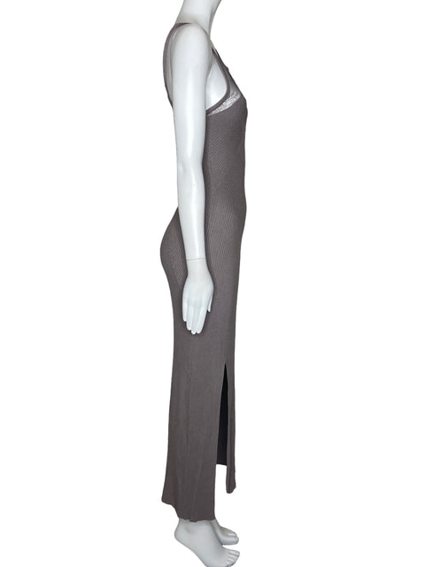 Vestido Zara Acanalado Tiras Gris-Talla S