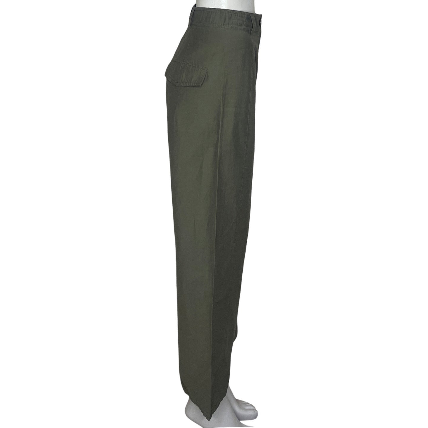 Pantalon Zara Diseno Bolsillos Verde-Talla XS