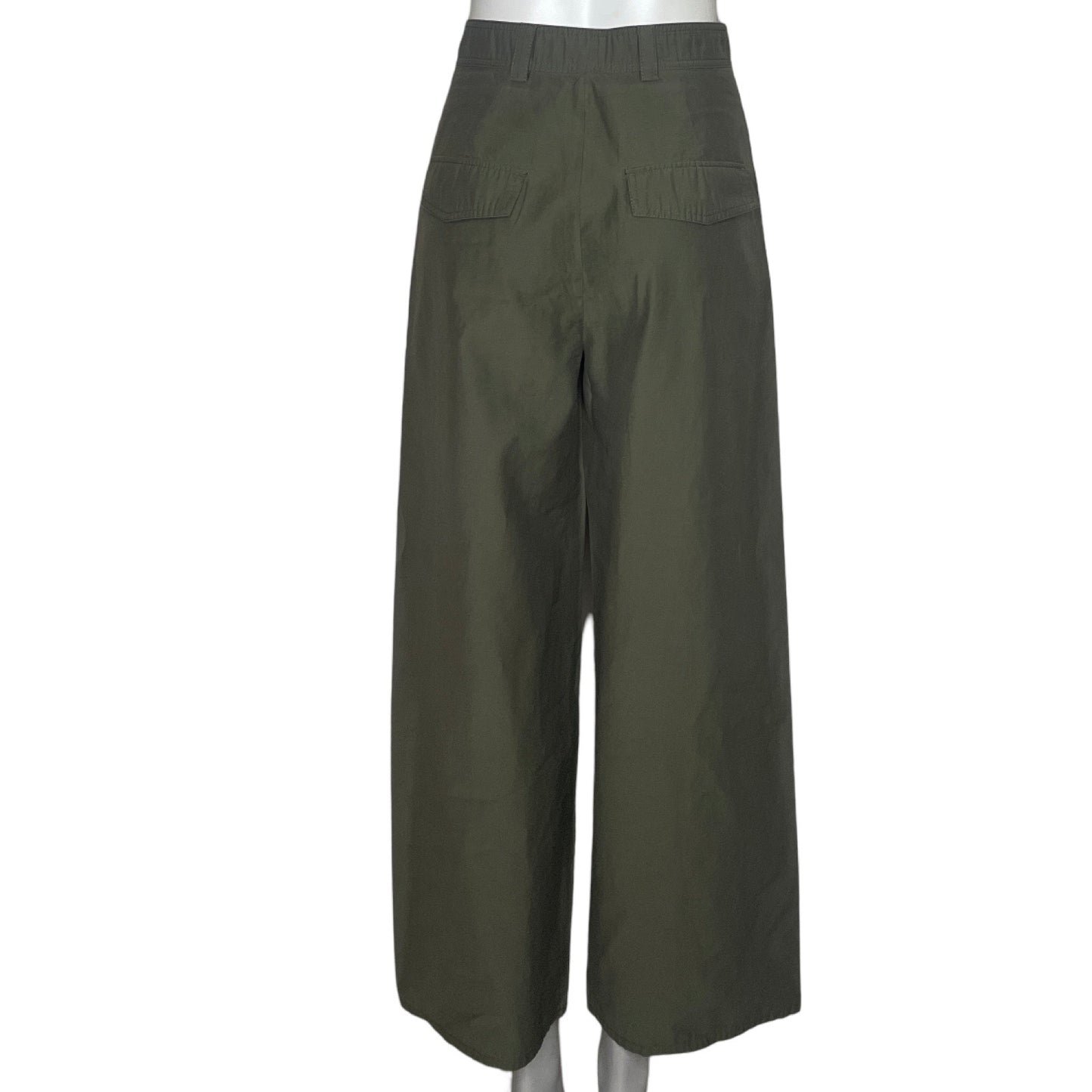 Pantalon Zara Diseno Bolsillos Verde-Talla XS